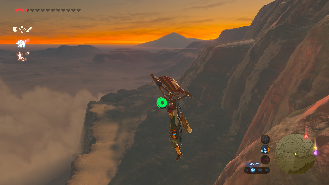 Link can jump from any height to glide across chasms, valleys, rivers, and oceans.
