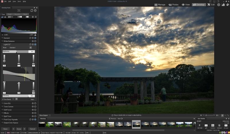 ACDSee Pro RAW file development of high dynamic range sunset photo