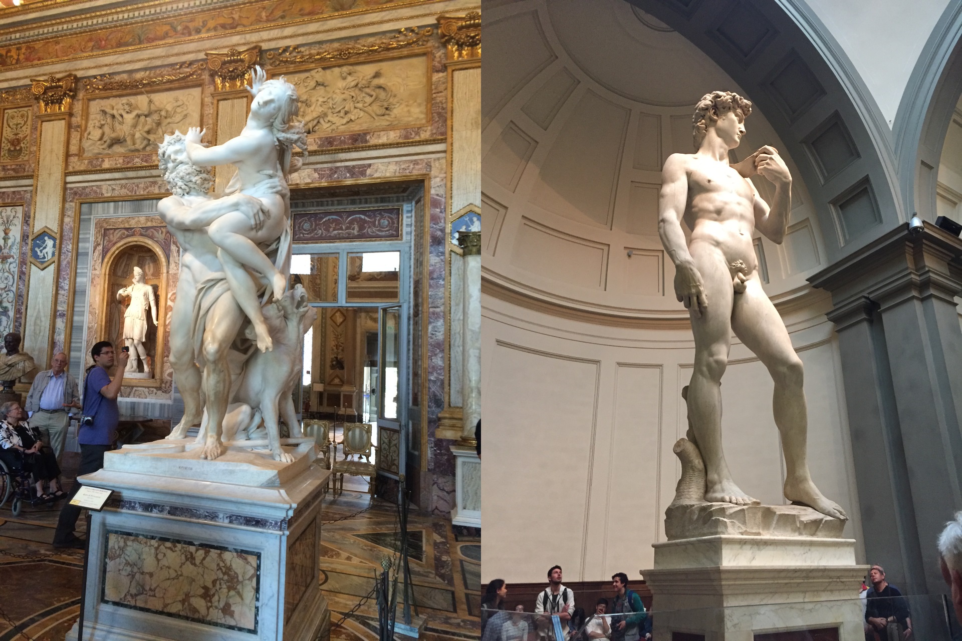 Bernini’s Rape of Proserpina Statue compared with Michelangelo’s David